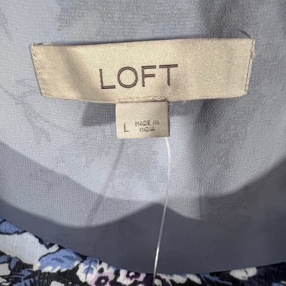 LOFT Blouse Purple Floral Velvet Shoulder Tie Boho Large NWT - Picture 7 of 7